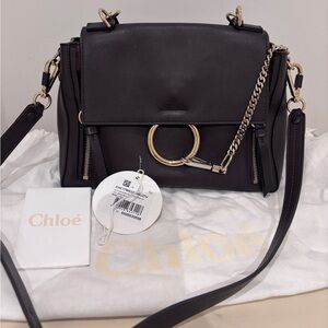Chloe Faye Day Bag with Dark Brown Leather Crossbody and Top Handle